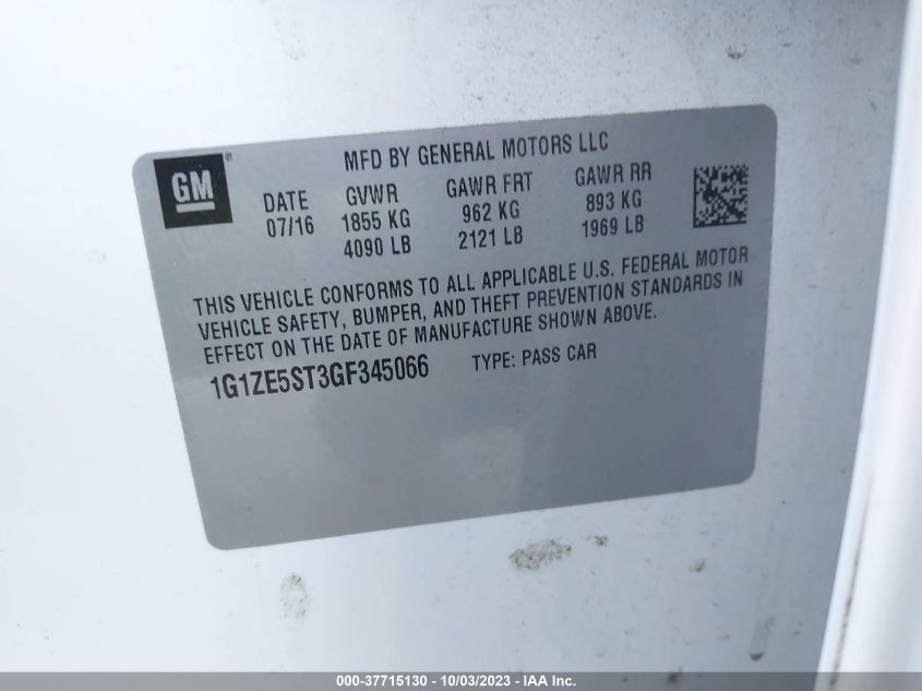 2016 CHEVROLET MALIBU LT - 1G1ZE5ST3GF345066