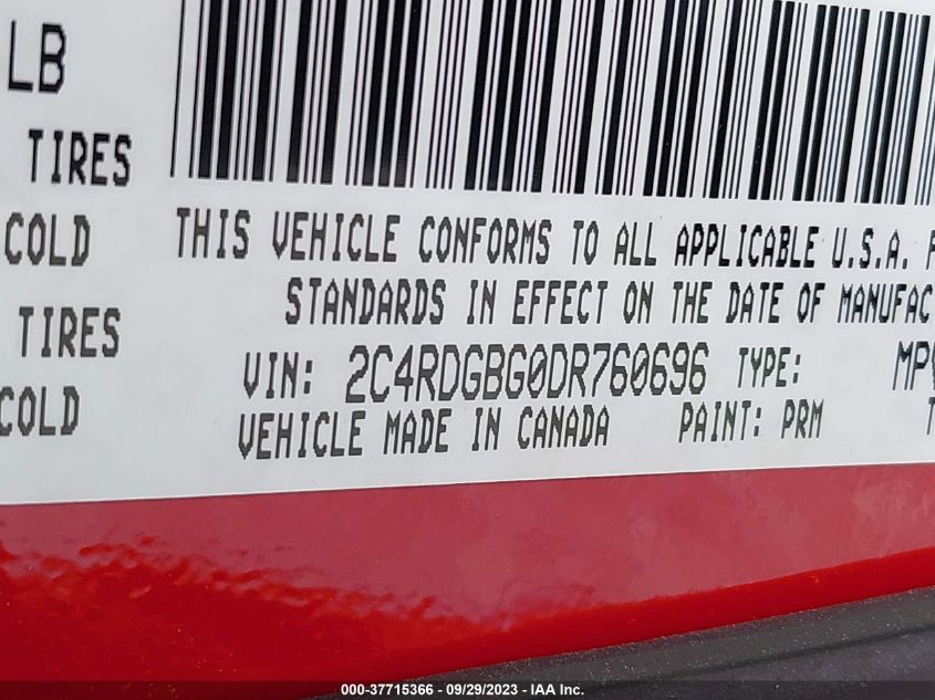 2013 DODGE GRAND CARAVAN SE - 2C4RDGBG0DR760696