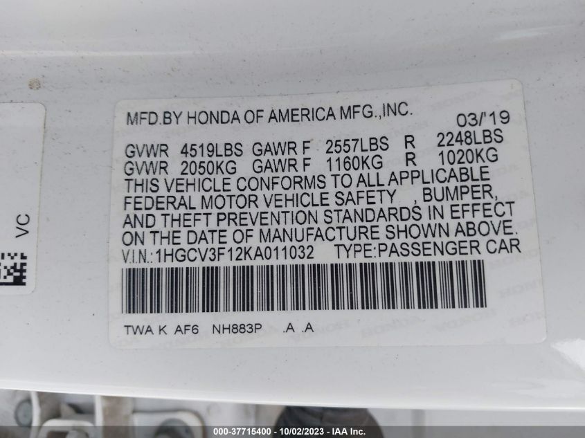 1HGCV3F12KA011032 Honda Accord Hybrid   9