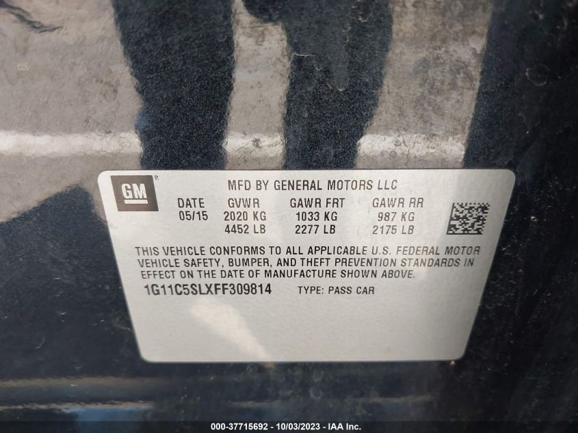 2015 CHEVROLET MALIBU LT - 1G11C5SLXFF309814