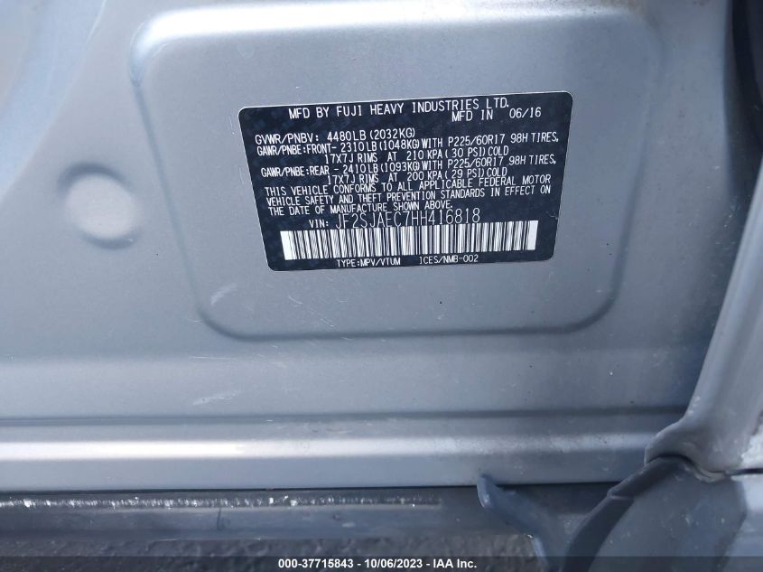 2017 SUBARU FORESTER PREMIUM - JF2SJAEC7HH416818
