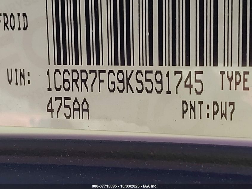 1C6RR7FG9KS591745 | 2019 RAM 1500 CLASSIC