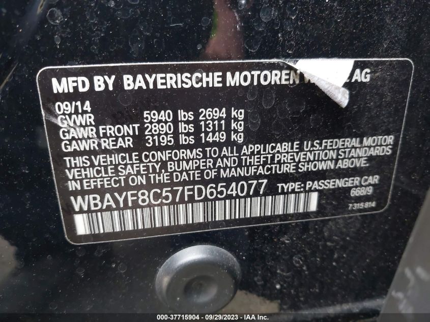 2015 BMW 7 SERIES 750LI XDRIVE WBAYF8C57FD654077