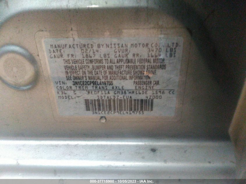 2014 NISSAN VERSA NOTE SV - 3N1CE2CP9EL419755