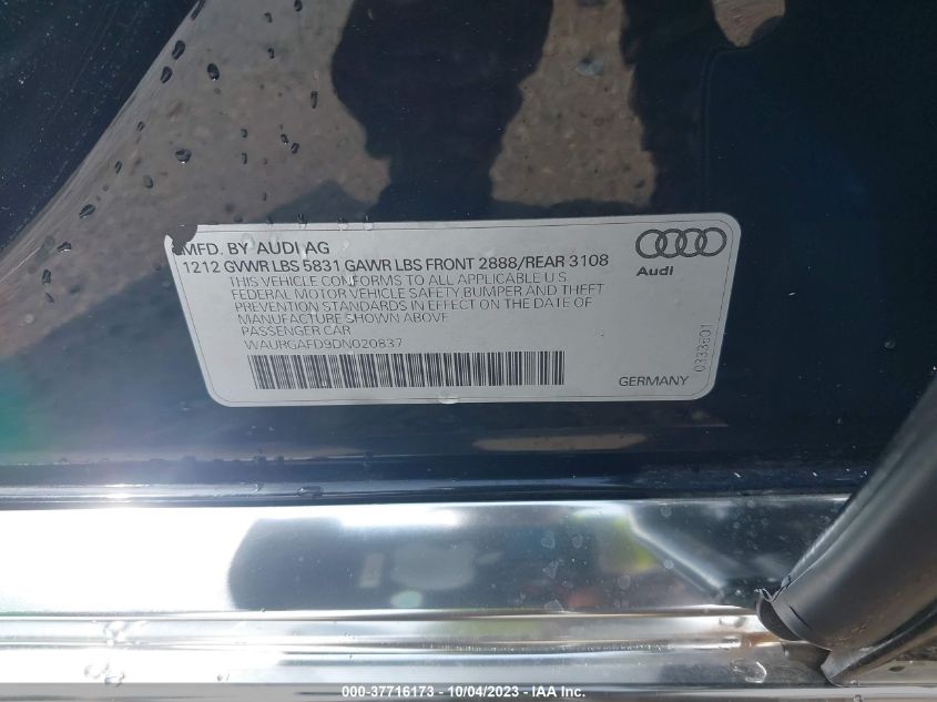 2013 AUDI A8 L 3.0L - WAURGAFD9DN020837