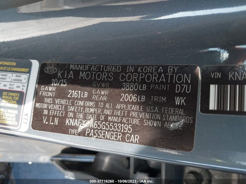 2016 KIA FORTE LX - KNAFX4A65G5533195