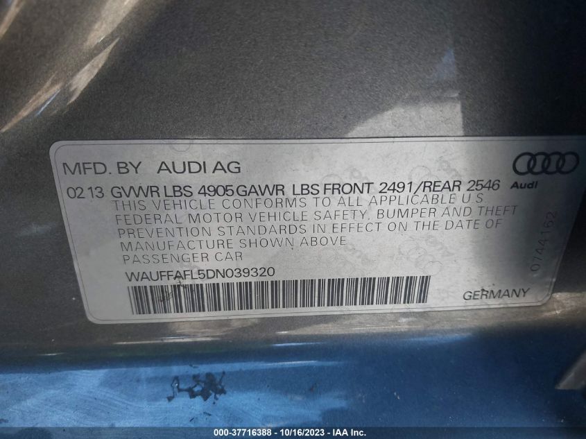 2013 AUDI A4 PREMIUM PLUS - WAUFFAFL5DN039320