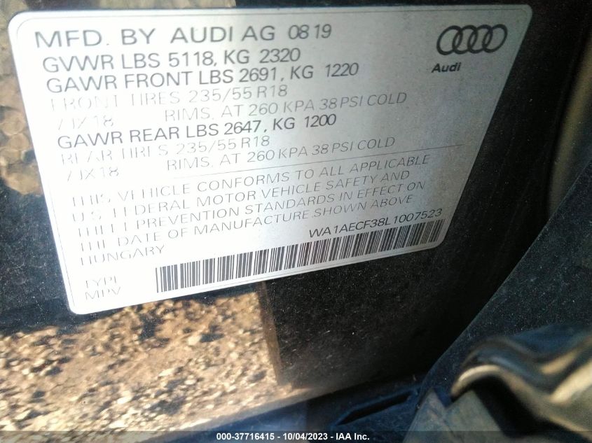 WA1AECF38L1007523 Audi Q3 PREMIUM 9