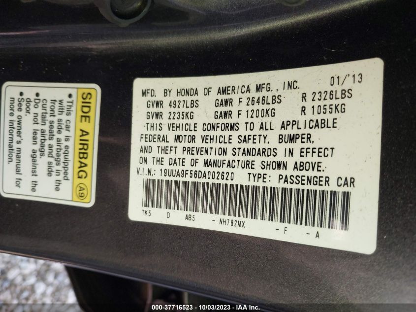 2013 ACURA TL TECH - 19UUA9F56DA002620