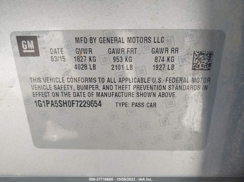 2015 CHEVROLET CRUZE LS - 1G1PA5SH0F7229654