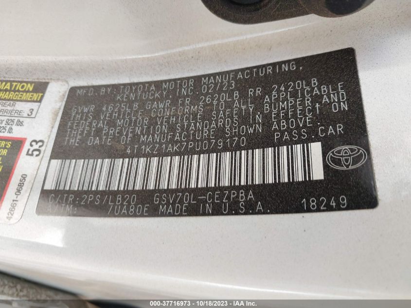 2023 TOYOTA CAMRY V6 - 4T1KZ1AK7PU079170