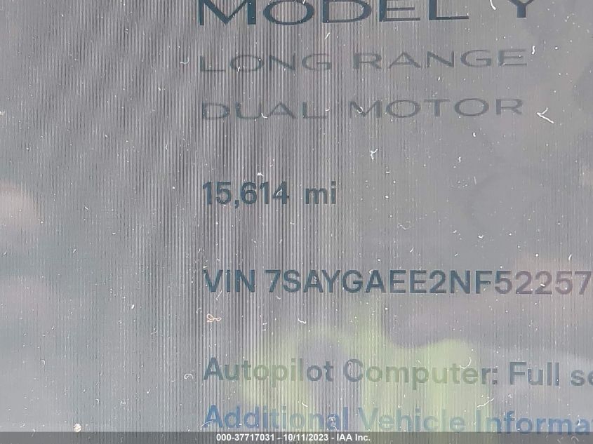 7SAYGAEE2NF522570 Tesla Model Y   14