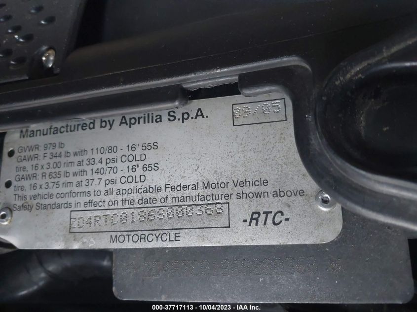 2006 APRILIA SCARABEO 500 ZD4RTC0186S000368