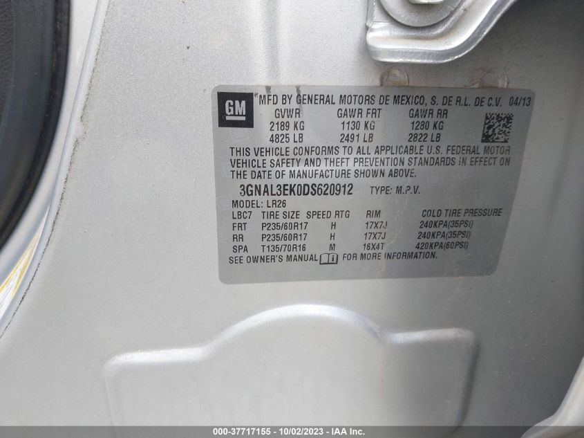 2013 CHEVROLET CAPTIVA SPORT FLEET LT 3GNAL3EK0DS620912