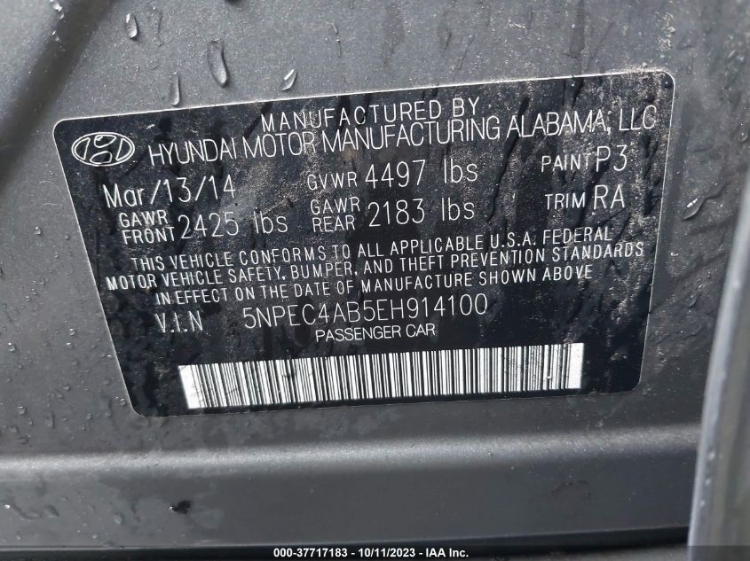 2014 HYUNDAI SONATA SE - 5NPEC4AB5EH914100