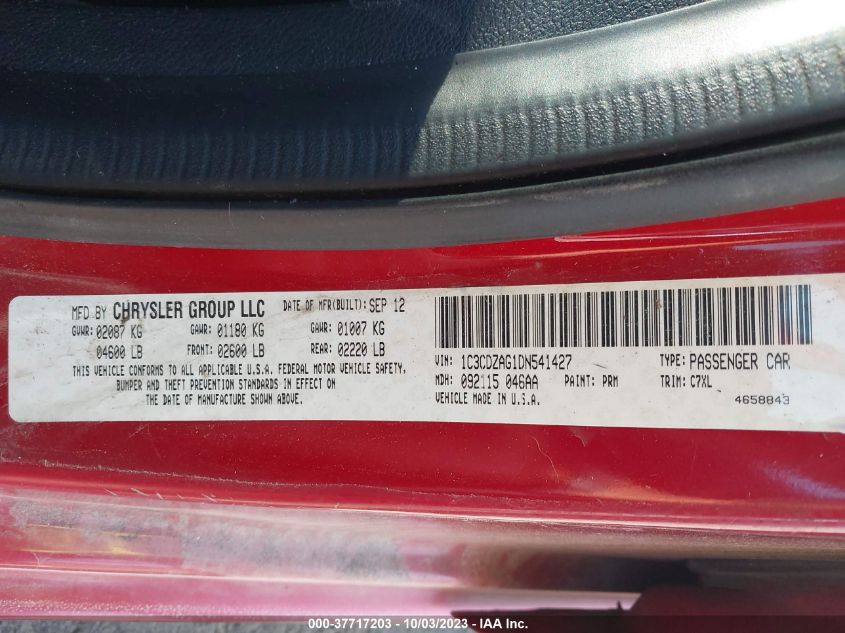 2013 DODGE AVENGER SE - 1C3CDZAG1DN541427