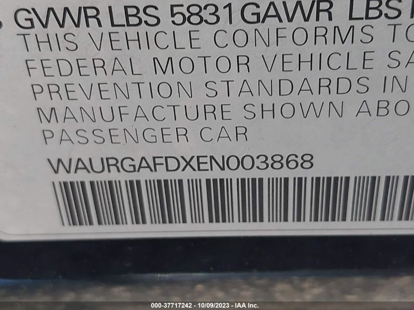 2014 AUDI A8 L 3.0T WAURGAFDXEN003868
