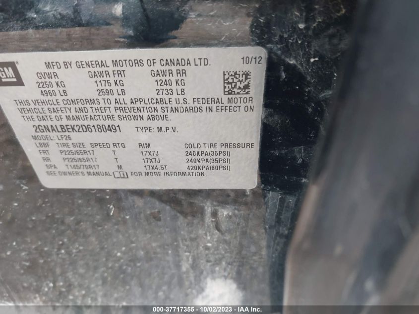 2013 CHEVROLET EQUINOX LS - 2GNALBEK2D6180491