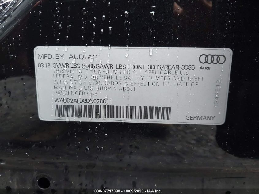 2013 AUDI S8 WAUD2AFD8DN028811