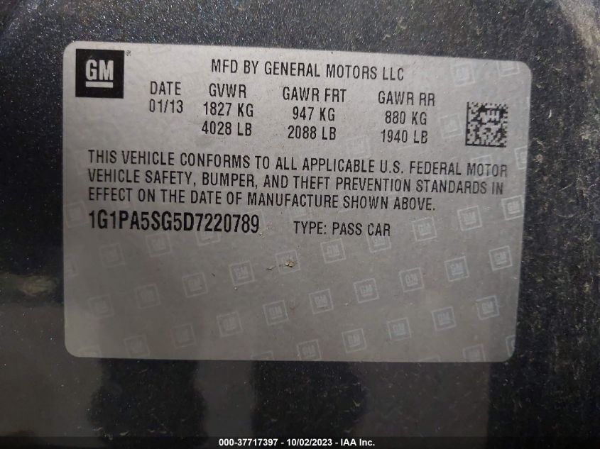 2013 CHEVROLET CRUZE LS - 1G1PA5SG5D7220789