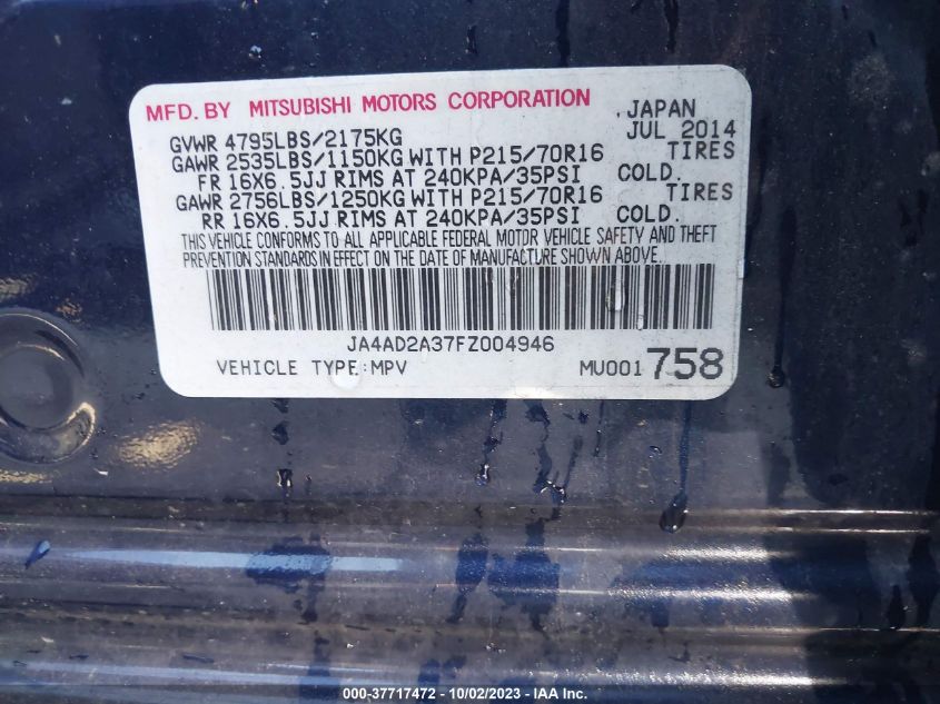 2015 MITSUBISHI OUTLANDER ES - JA4AD2A37FZ004946