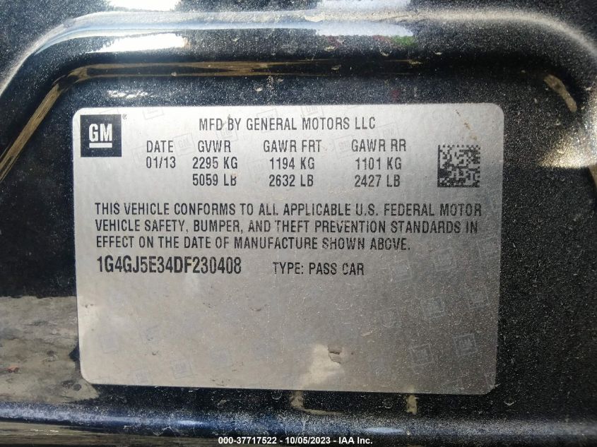 2013 BUICK LACROSSE TOURING - 1G4GJ5E34DF230408