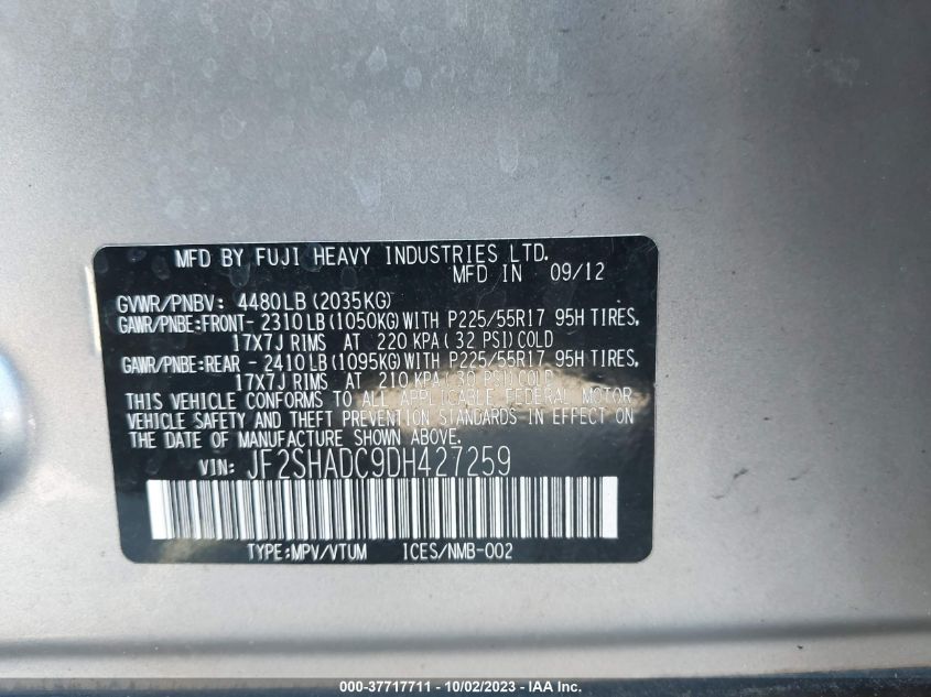 2013 SUBARU FORESTER 2.5X PREMIUM - JF2SHADC9DH427259