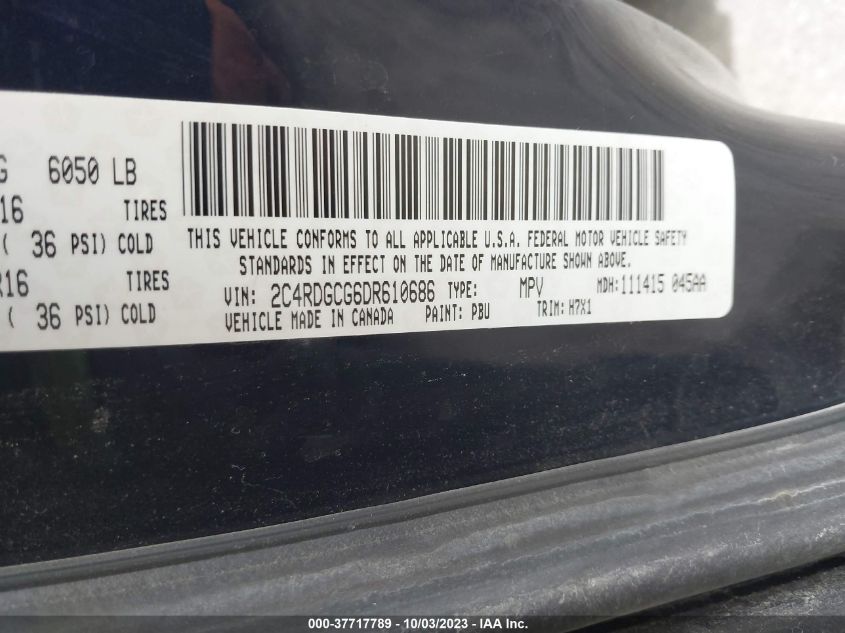 2013 DODGE GRAND CARAVAN SXT - 2C4RDGCG6DR610686