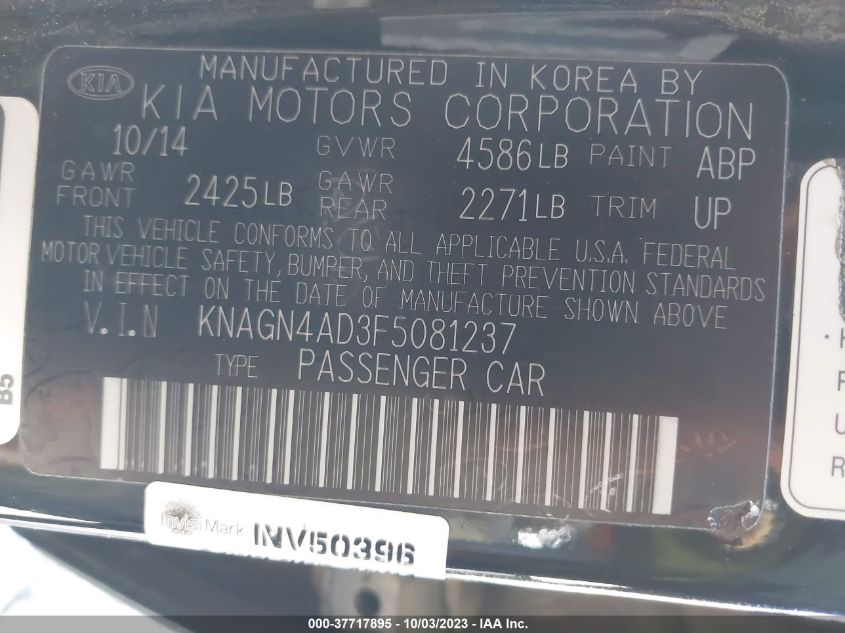 2015 KIA OPTIMA HYBRID EX - KNAGN4AD3F5081237