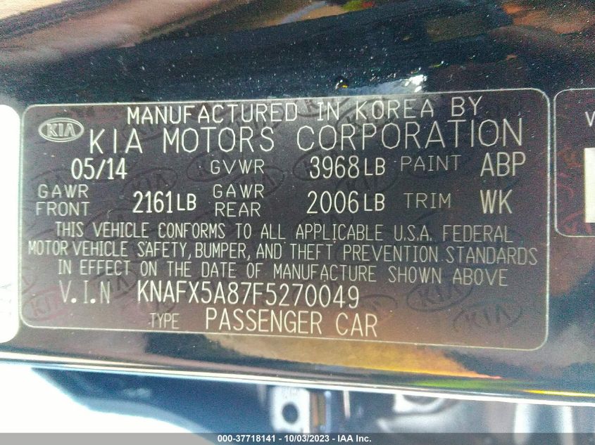 2015 KIA FORTE 5-DOOR EX - KNAFX5A87F5270049