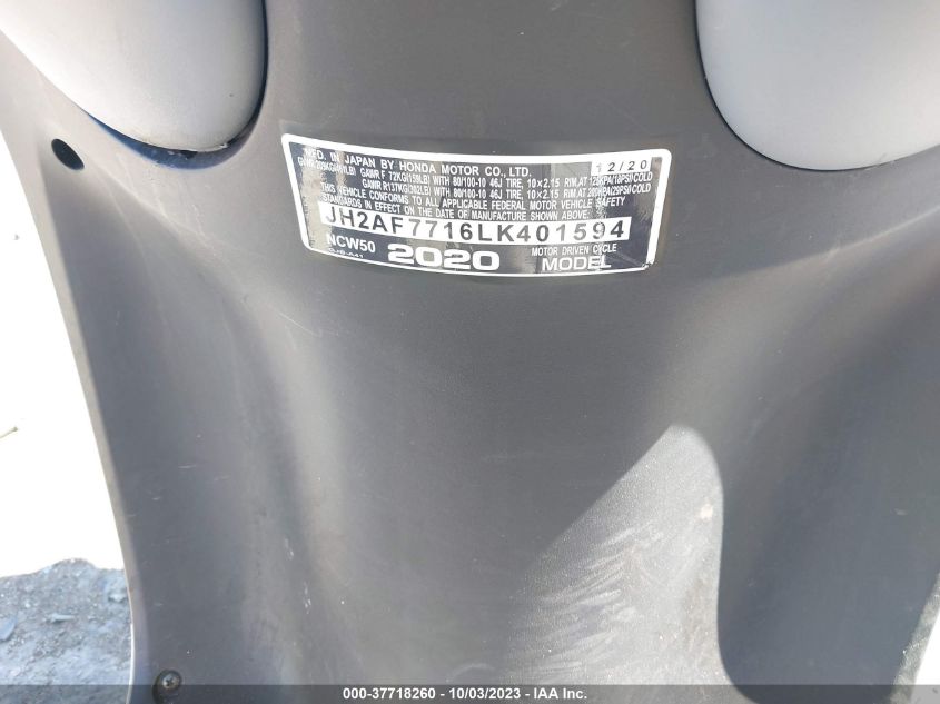 2020 HONDA NCW50 - JH2AF7716LK401594