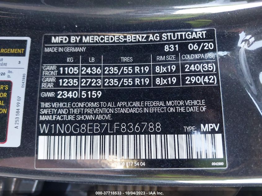 W1N0G8EB7LF836788 Mercedes-Benz GLC GLC 300 9