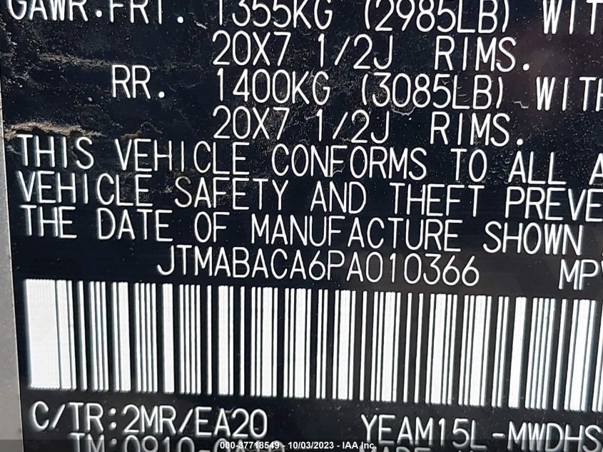 2023 TOYOTA BZ4X XLE/LIMITED JTMABACA6PA010366