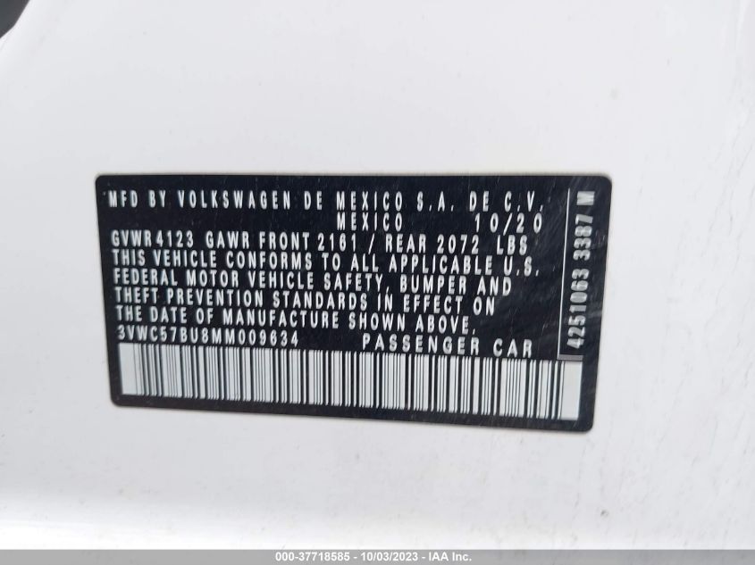 2021 VOLKSWAGEN JETTA S/SE/R-LINE - 3VWC57BU8MM009634