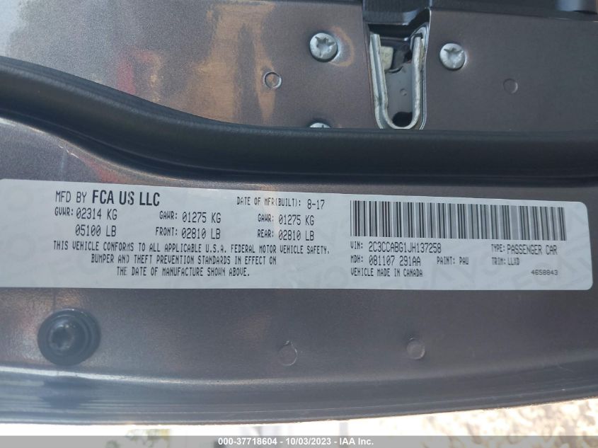 2018 CHRYSLER 300 S - 2C3CCABG1JH137258