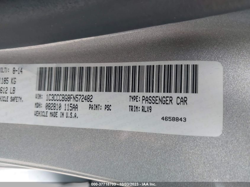 2015 CHRYSLER 200 S - 1C3CCCBG8FN572482