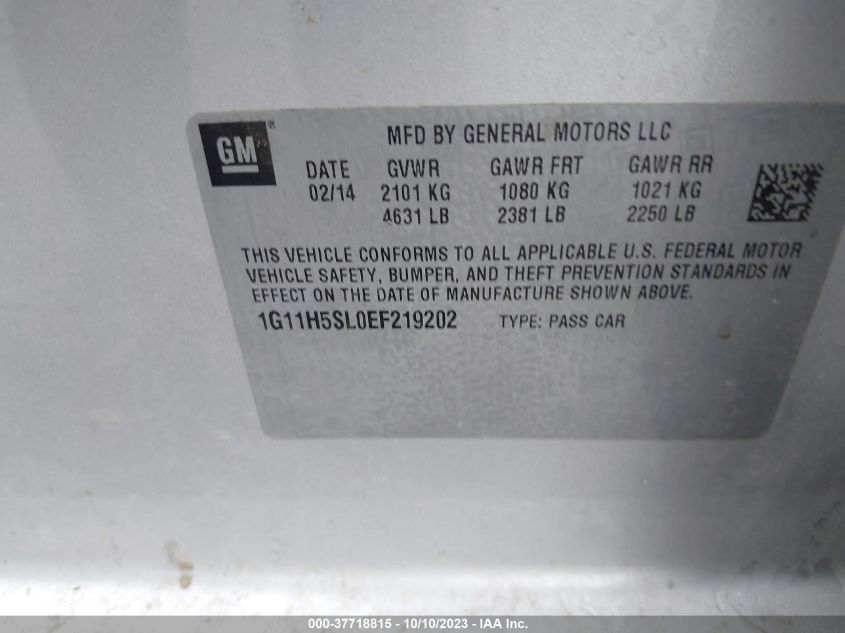 2014 CHEVROLET MALIBU LTZ - 1G11H5SL0EF219202