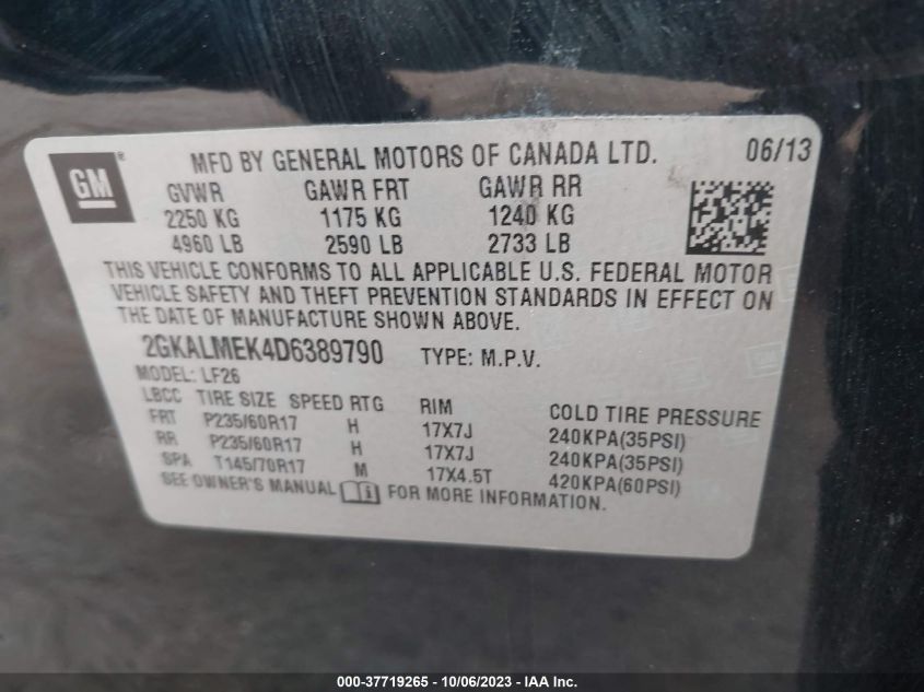 2013 GMC TERRAIN SLE - 2GKALMEK4D6389790