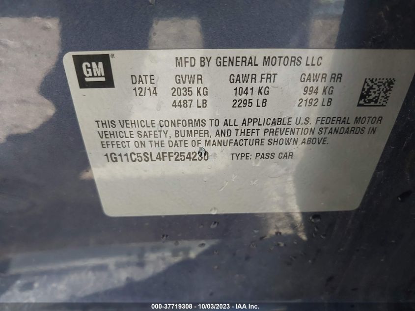 2015 CHEVROLET MALIBU LT - 1G11C5SL4FF254230