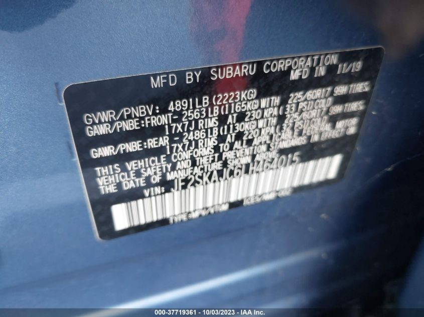 2020 SUBARU FORESTER PREMIUM - JF2SKAJC6LH464015