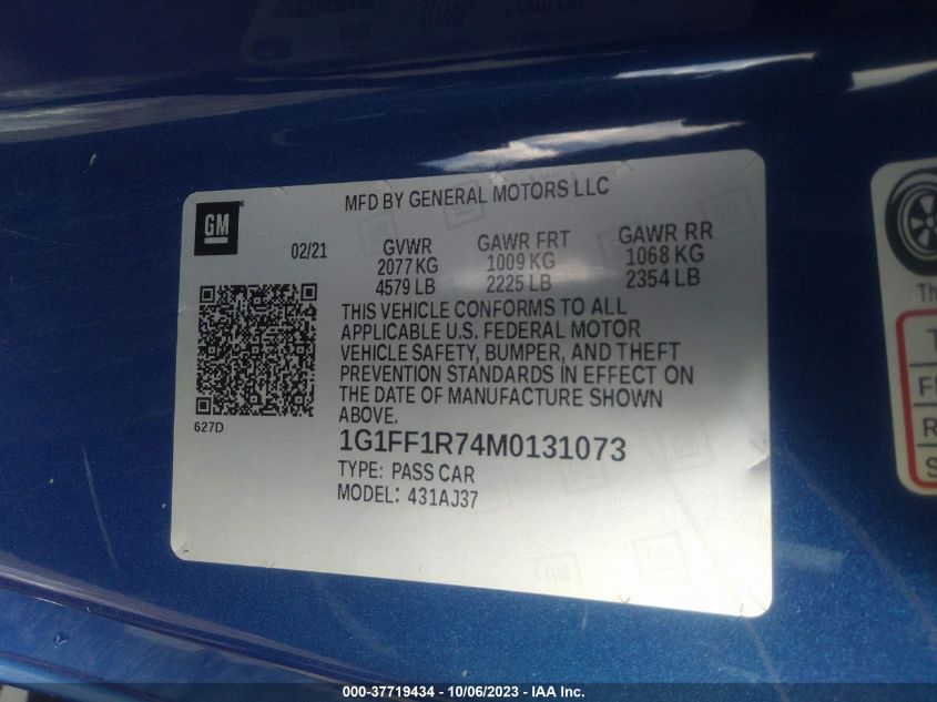 2021 CHEVROLET CAMARO 1SS - 1G1FF1R74M0131073