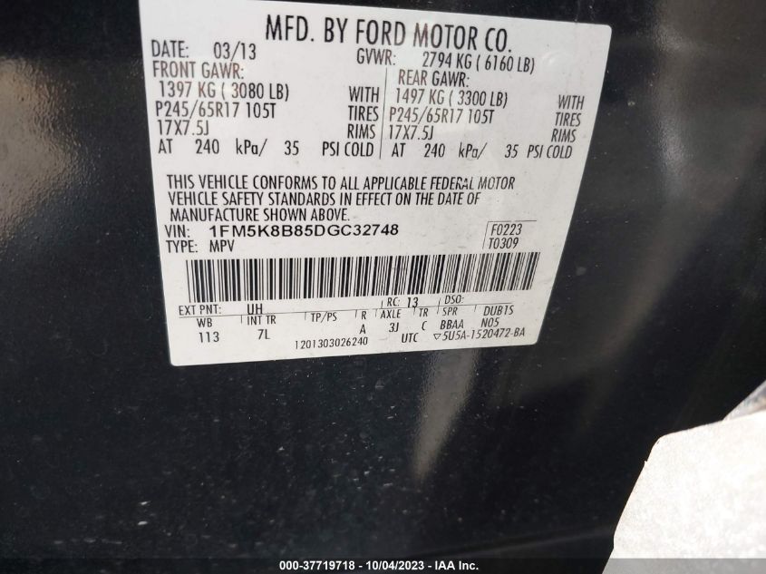 2013 FORD EXPLORER BASE - 1FM5K8B85DGC32748