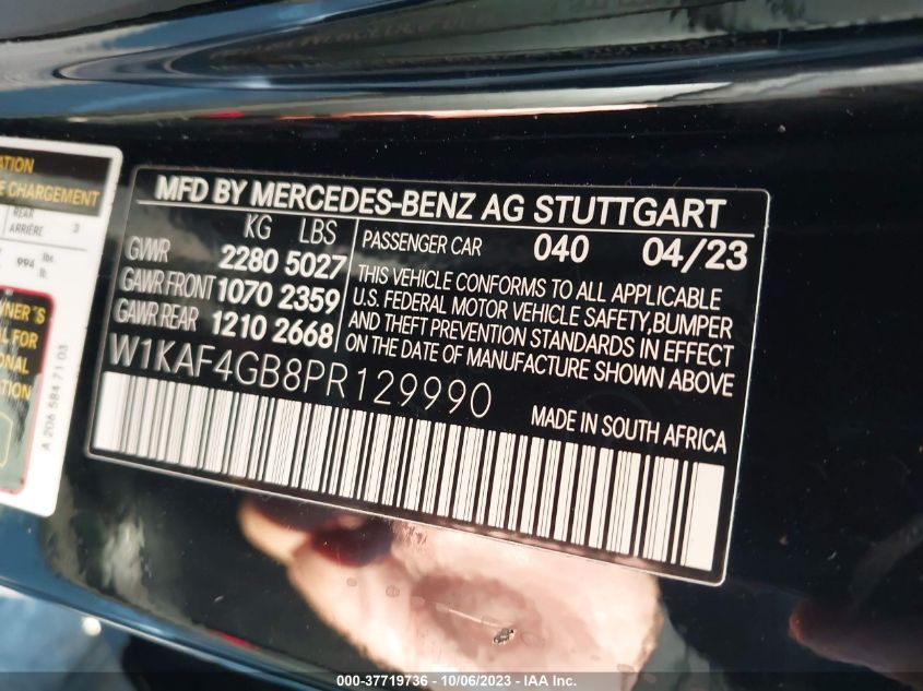 W1KAF4GB8PR129990 2023 MERCEDES-BENZ C-CLASS, photo no. 9