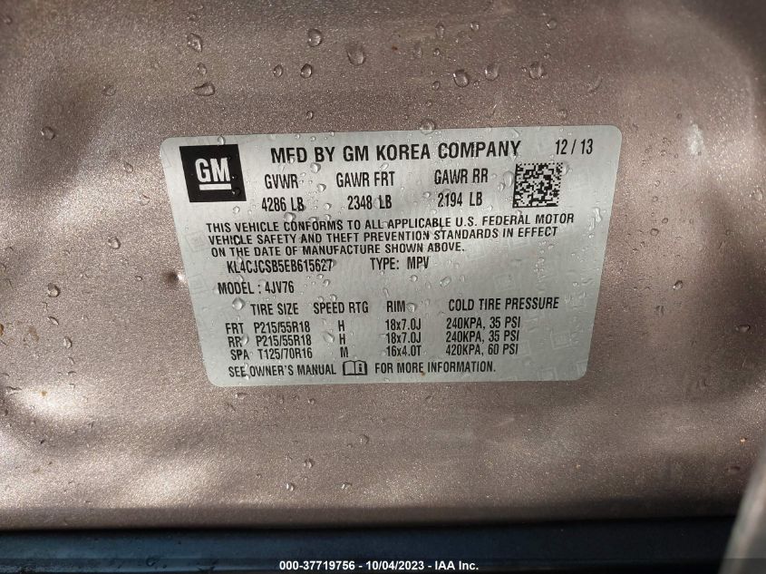 2014 BUICK ENCORE LEATHER - KL4CJCSB5EB615627