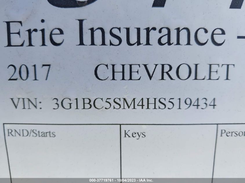 2017 CHEVROLET CRUZE LS - 3G1BC5SM4HS519434