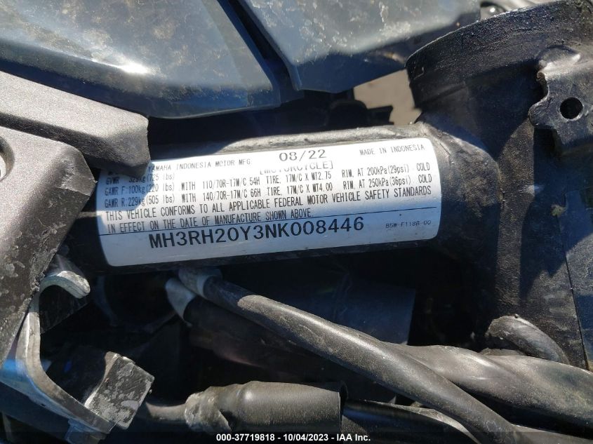 2022 YAMAHA MT-03 - MH3RH20Y3NK008446
