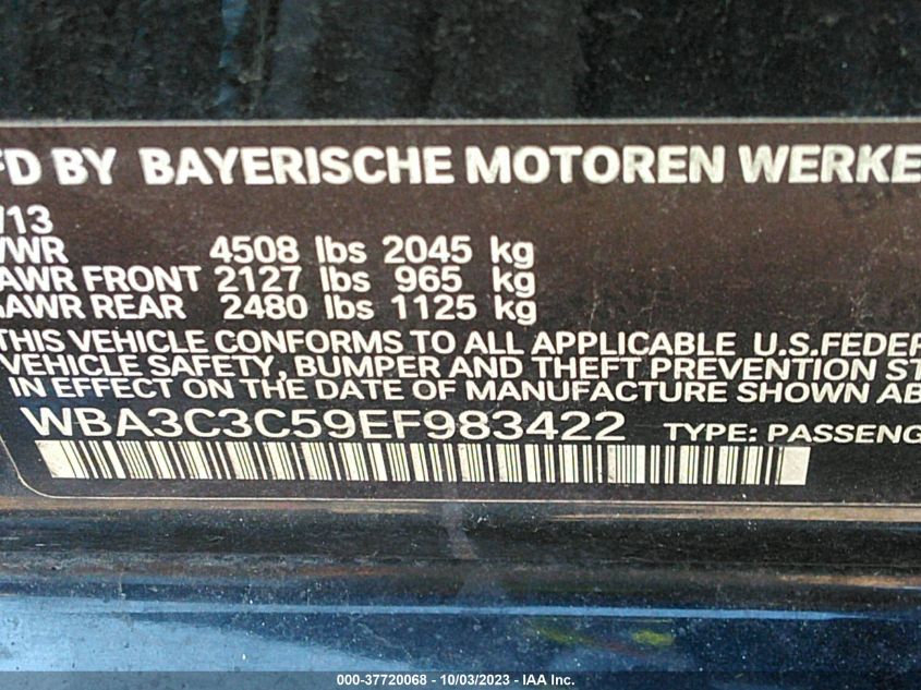 2014 BMW 320I XDRIVE WBA3C3C59EF983422