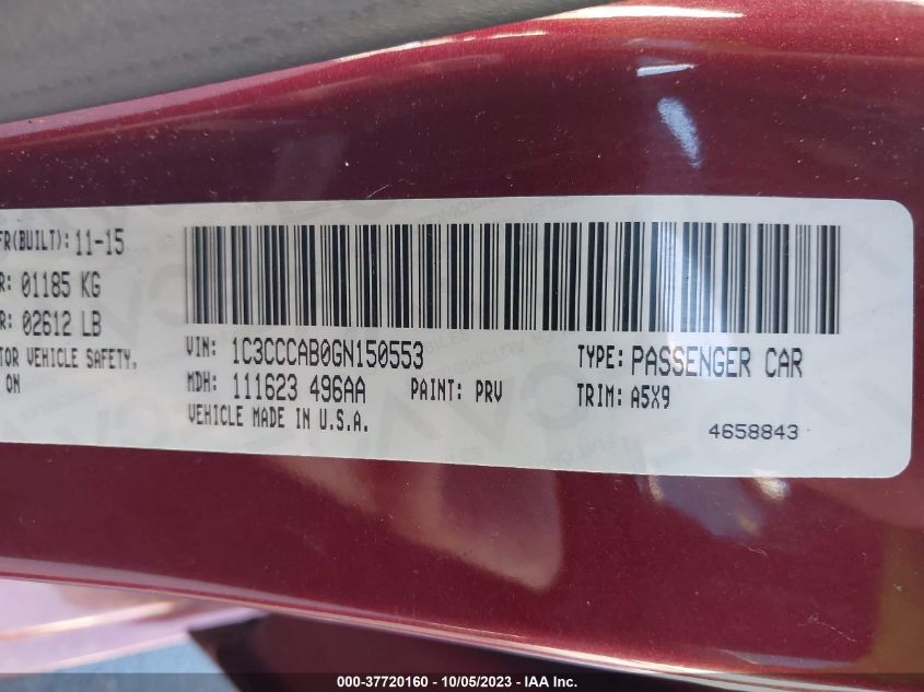 2016 CHRYSLER 200 LIMITED - 1C3CCCAB0GN150553