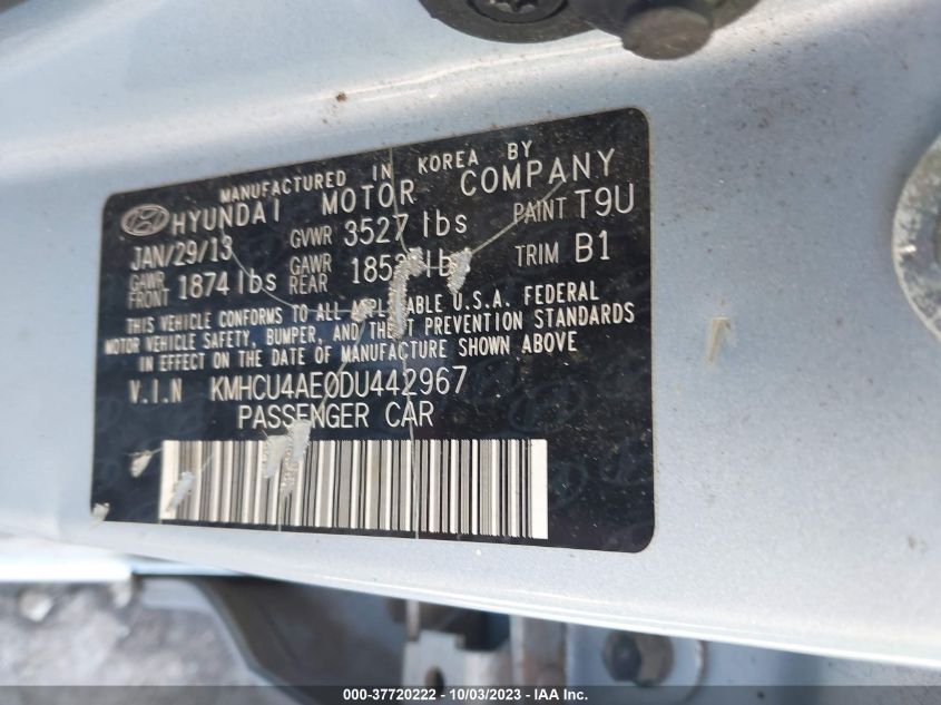2013 HYUNDAI ACCENT GLS - KMHCU4AE0DU442967