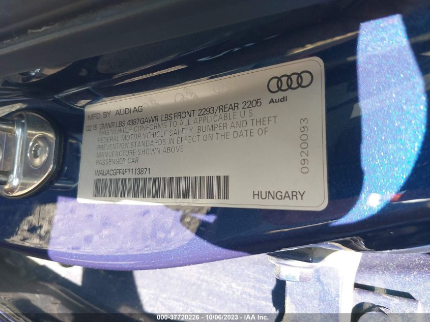 2015 AUDI A3 1.8T PREMIUM - WAUACGFF4F1113871